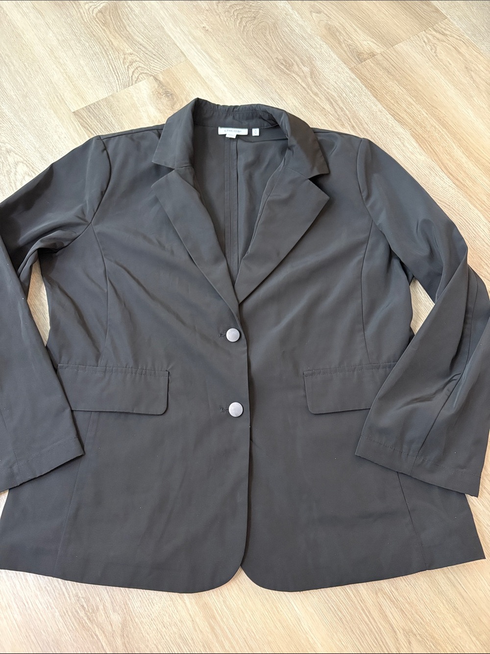 Chicos Black Two Button Blazer Jacket Size 2 US 12 minimalist business casual